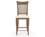 Canadel Upholstered Counter Stool 8270 in YJ Faux Leather and 25 Pecan Washed and Fixed Base, front view