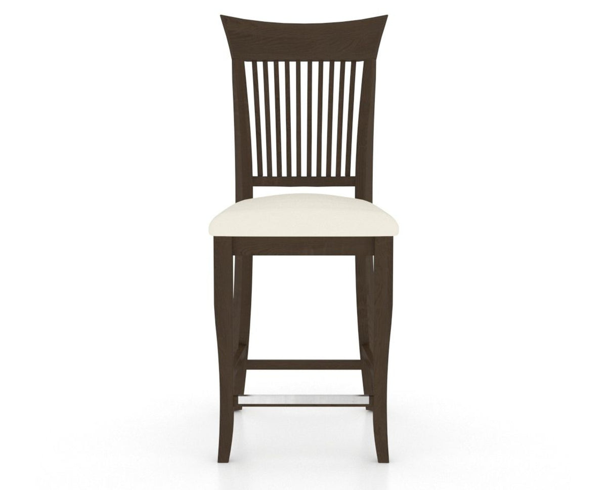 Canadel Upholstered Counter Stool 8270 in YJ Faux Leather and 29 Hazelnut Washed and Fixed Base, front view