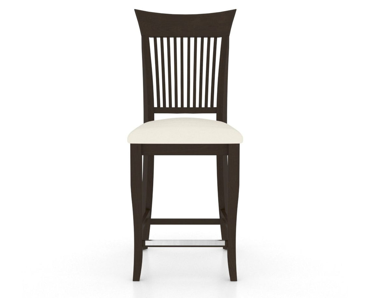 Canadel Upholstered Counter Stool 8270 in YJ Faux Leather and 59 Davy's Grey and Fixed Base, front view