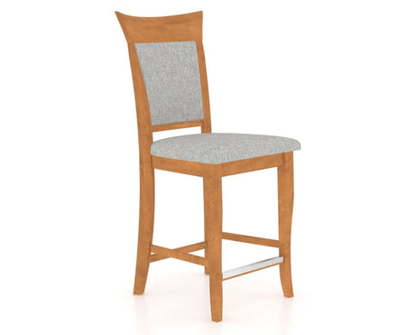 Canadel Upholstered Counter Stool 8274 in 7C Fabric and 01 Honey Washed and Fixed Base, three-quarter view