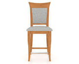 Canadel Upholstered Counter Stool 8274 in 7C Fabric and 01 Honey Washed and Fixed Base, front view