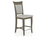 Canadel Upholstered Counter Stool 8274 in 7C Fabric and 08 Shadow and Fixed Base, three-quarter view