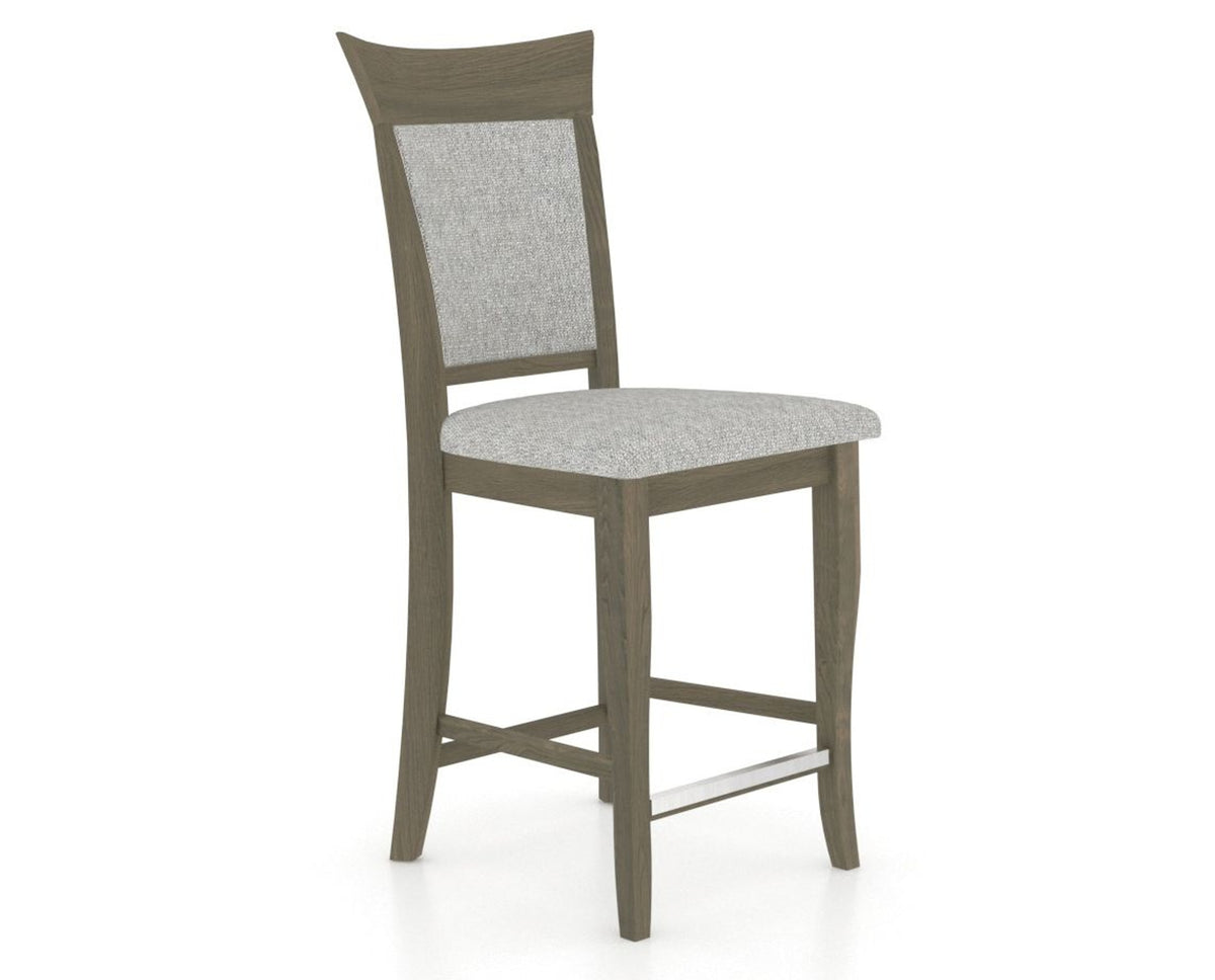 Canadel Upholstered Counter Stool 8274 in 7C Fabric and 08 Shadow and Fixed Base, three-quarter view