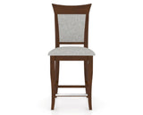 Canadel Upholstered Counter Stool 8274 in 7C Fabric and 19 Cognac Washed and Fixed Base, front view