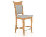 Canadel Upholstered Counter Stool 8274 in 7C Fabric and 20 Caramel Washed and Fixed Base, three-quarter view