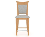 Canadel Upholstered Counter Stool 8274 in 7C Fabric and 20 Caramel Washed and Fixed Base, front view