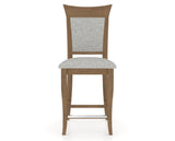 Canadel Upholstered Counter Stool 8274 in 7C Fabric and 25 Pecan Washed and Fixed Base, front view