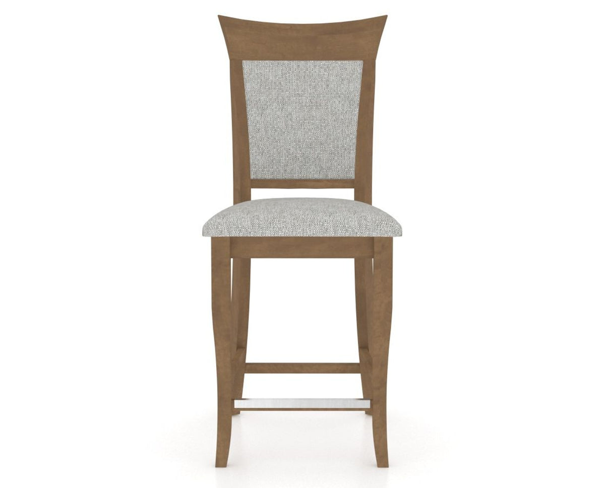Canadel Upholstered Counter Stool 8274 in 7C Fabric and 25 Pecan Washed and Fixed Base, front view