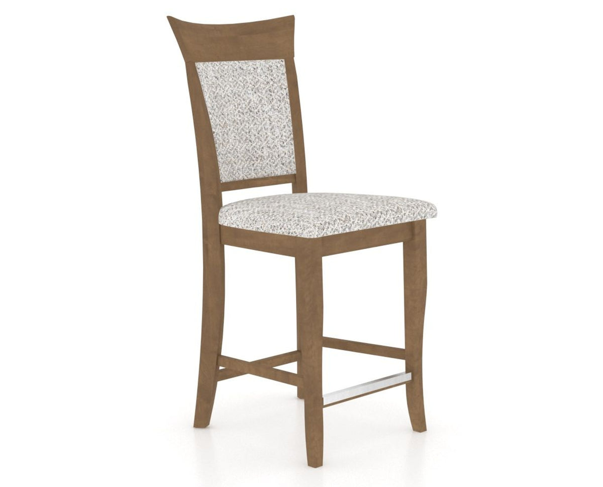 Canadel Upholstered Counter Stool 8274 in FP Crypton® and 25 Pecan Washed and Fixed Base, three-quarter view