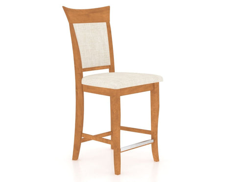 Canadel Upholstered Counter Stool 8274 in FT InsideOut® and 01 Honey Washed and Fixed Base, three-quarter view