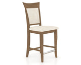 Canadel Upholstered Counter Stool 8274 in FT InsideOut® and 25 Pecan Washed and Fixed Base, three-quarter view