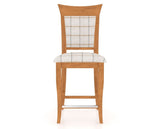 Canadel Upholstered Counter Stool 8274 in OZ Fabric and 01 Honey Washed and Fixed Base, front view