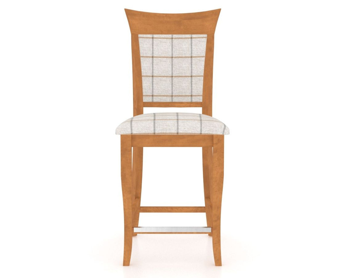 Canadel Upholstered Counter Stool 8274 in OZ Fabric and 01 Honey Washed and Fixed Base, front view