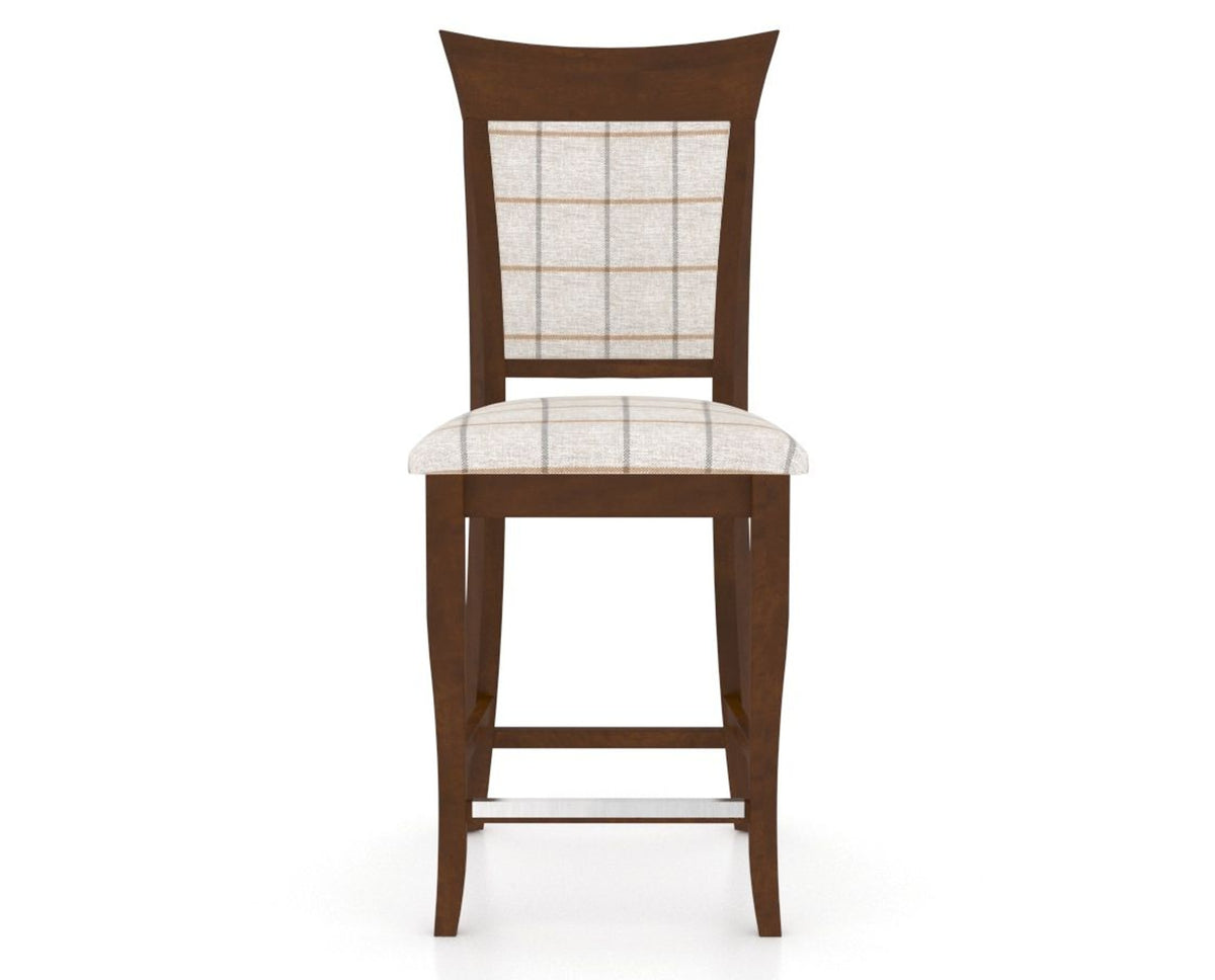 Canadel Upholstered Counter Stool 8274 in OZ Fabric and 19 Cognac Washed and Fixed Base, front view