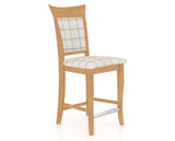 Canadel Upholstered Counter Stool 8274 in OZ Fabric and 20 Caramel Washed and Fixed Base, three-quarter view