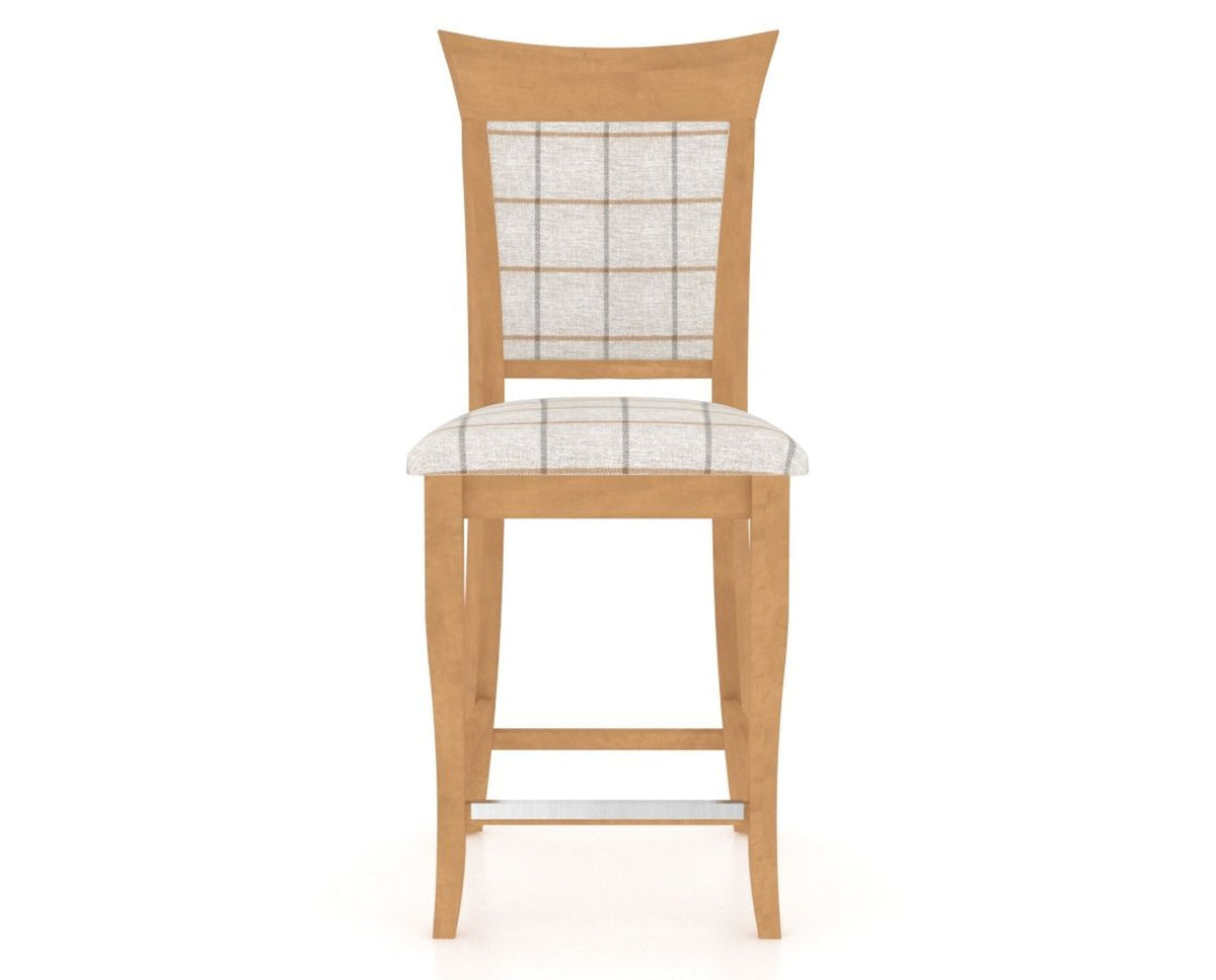 Canadel Upholstered Counter Stool 8274 in OZ Fabric and 20 Caramel Washed and Fixed Base, front view