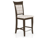 Canadel Upholstered Counter Stool 8274 in OZ Fabric and 29 Hazelnut Washed and Fixed Base, three-quarter view
