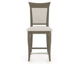 Canadel Upholstered Counter Stool 8274 in TB Fabric and 08 Shadow and Fixed Base, front view