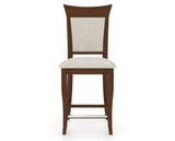 Canadel Upholstered Counter Stool 8274 in TB Fabric and 19 Cognac Washed and Fixed Base, front view