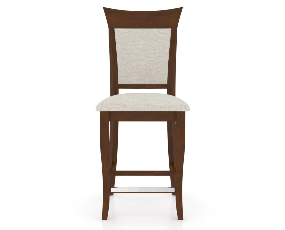 Canadel Upholstered Counter Stool 8274 in TB Fabric and 19 Cognac Washed and Fixed Base, front view