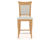Canadel Upholstered Counter Stool 8274 in TB Fabric and 20 Caramel Washed and Fixed Base, front view