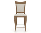 Canadel Upholstered Counter Stool 8274 in TB Fabric and 25 Pecan Washed and Fixed Base, front view