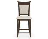 Canadel Upholstered Counter Stool 8274 in TB Fabric and 29 Hazelnut Washed and Fixed Base, front view