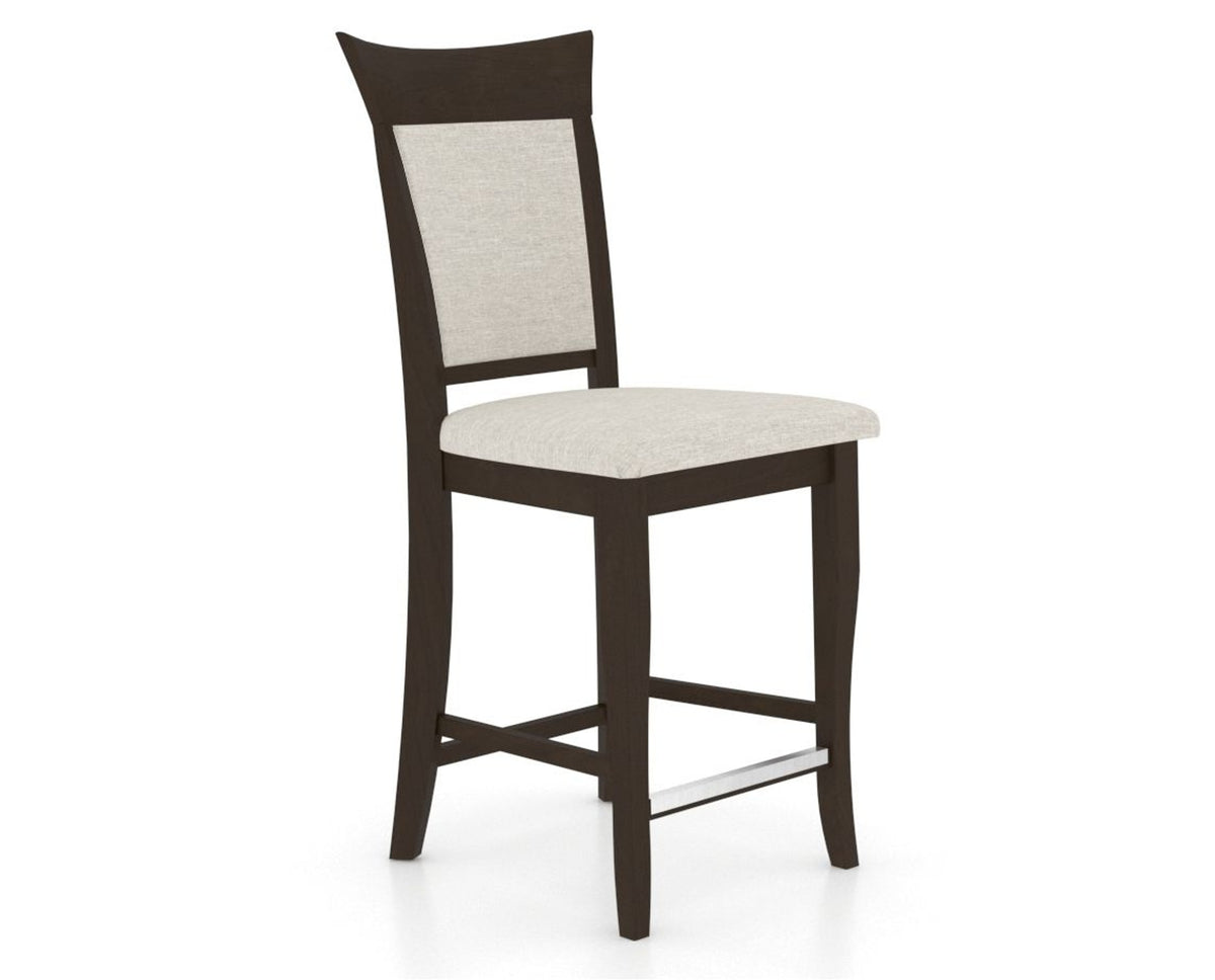 Canadel Upholstered Counter Stool 8274 in TB Fabric and 59 Davy's Grey and Fixed Base, three-quarter view