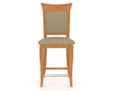 Canadel Upholstered Counter Stool 8274 in XY Faux Leather and 01 Honey Washed and Fixed Base, front view