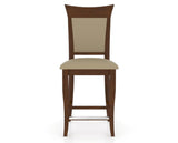 Canadel Upholstered Counter Stool 8274 in XY Faux Leather and 19 Cognac Washed and Fixed Base, front view