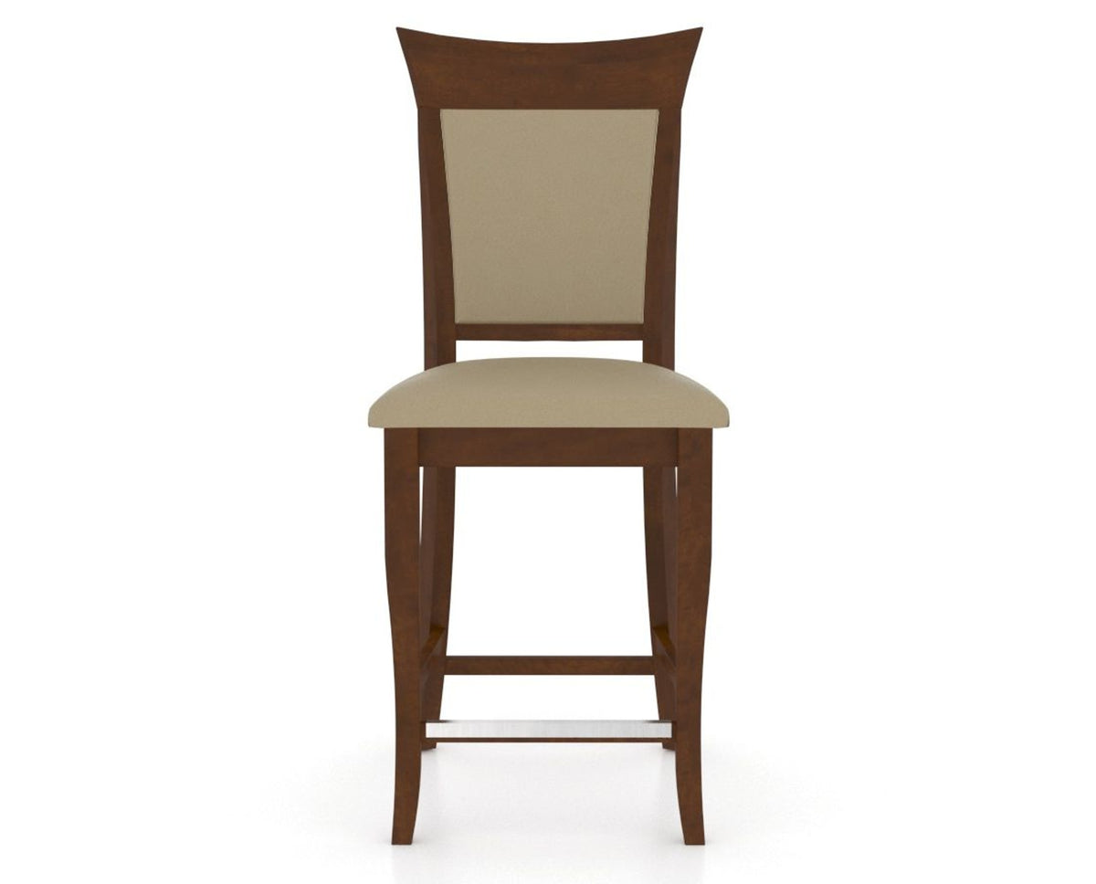 Canadel Upholstered Counter Stool 8274 in XY Faux Leather and 19 Cognac Washed and Fixed Base, front view