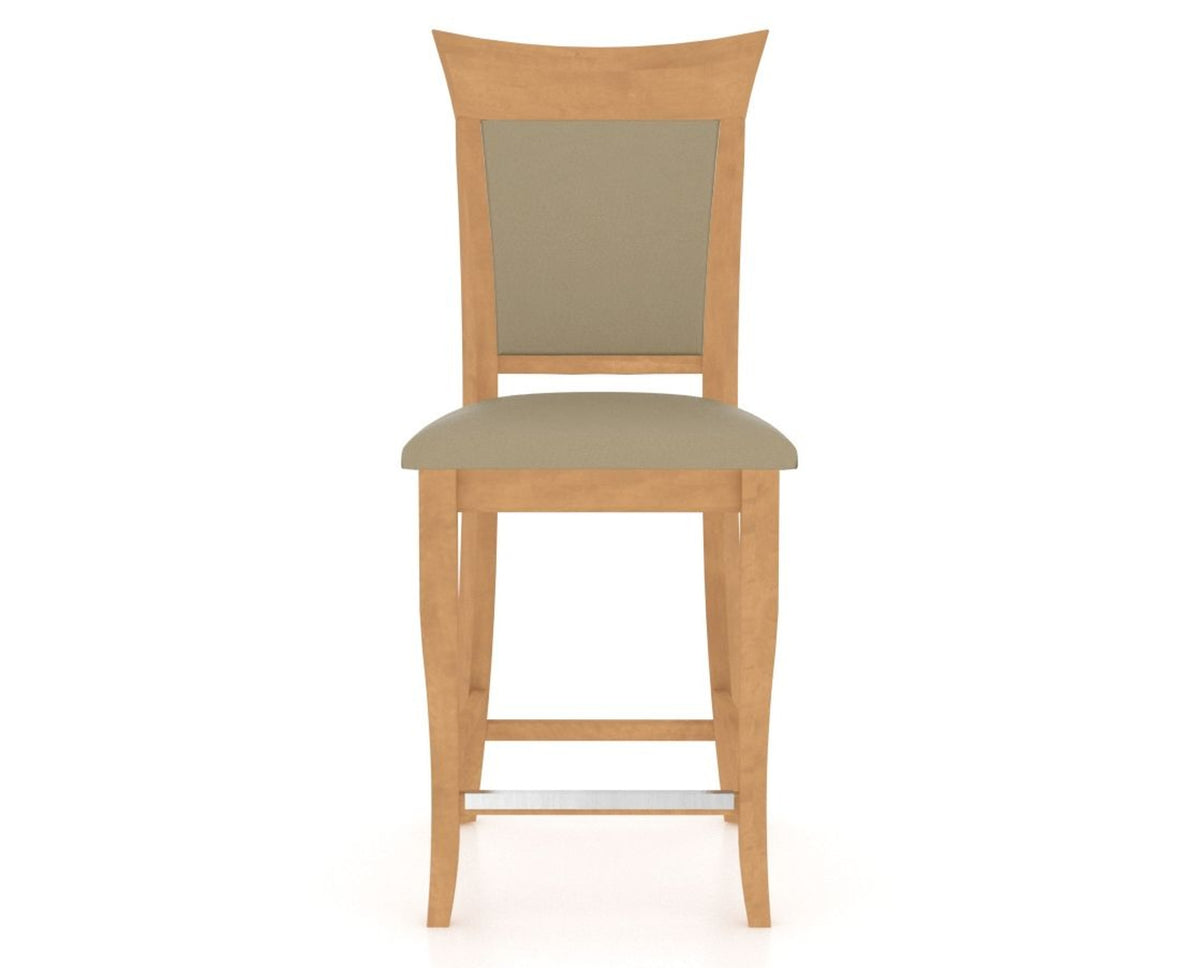 Canadel Upholstered Counter Stool 8274 in XY Faux Leather and 20 Caramel Washed and Fixed Base, front view