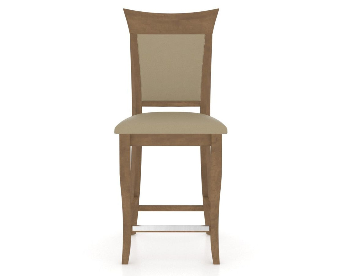 Canadel Upholstered Counter Stool 8274 in XY Faux Leather and 25 Pecan Washed and Fixed Base, front view