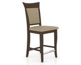 Canadel Upholstered Counter Stool 8274 in XY Faux Leather and 29 Hazelnut Washed and Fixed Base, three-quarter view