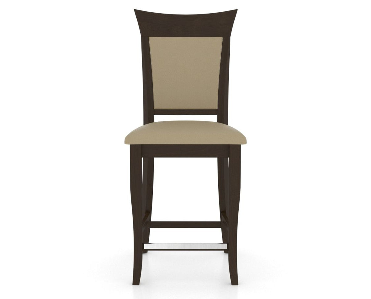Canadel Upholstered Counter Stool 8274 in XY Faux Leather and 59 Davy's Grey and Fixed Base, front view
