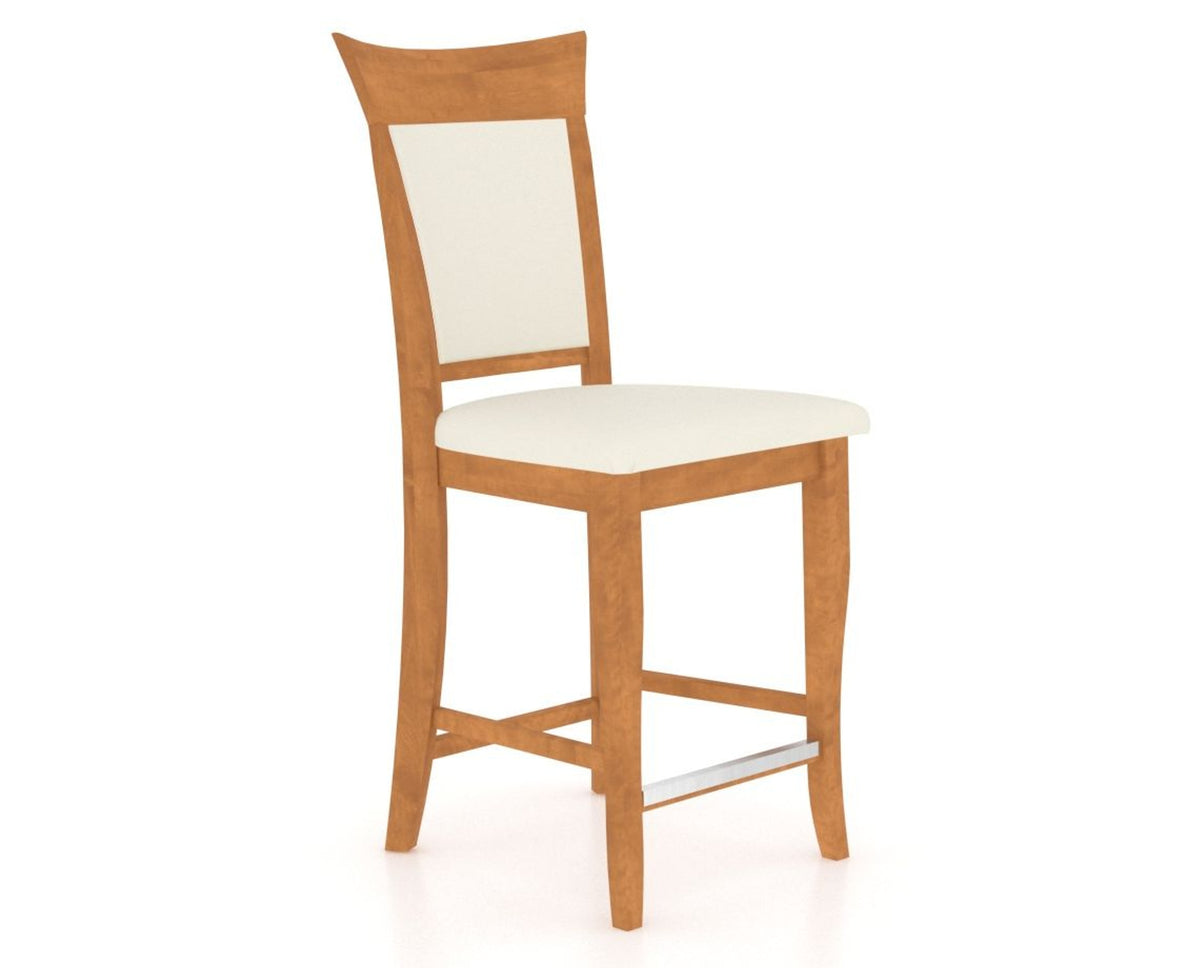 Canadel Upholstered Counter Stool 8274 in YJ Faux Leather and 01 Honey Washed and Fixed Base, three-quarter view
