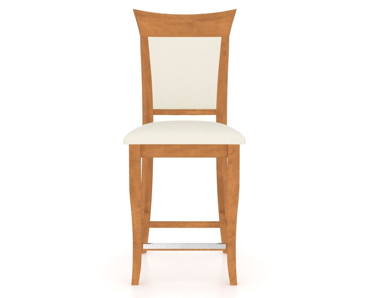 Canadel Upholstered Counter Stool 8274 in YJ Faux Leather and 01 Honey Washed and Fixed Base, front view