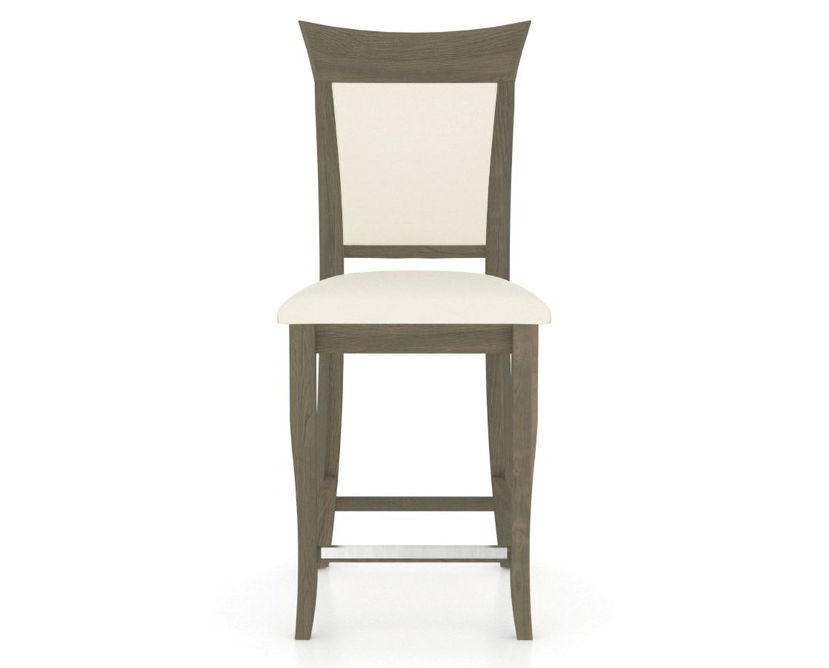 Canadel Upholstered Counter Stool 8274 in YJ Faux Leather and 08 Shadow and Fixed Base, front view