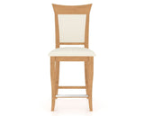 Canadel Upholstered Counter Stool 8274 in YJ Faux Leather and 20 Caramel Washed and Fixed Base, front view