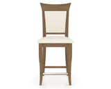 Canadel Upholstered Counter Stool 8274 in YJ Faux Leather and 25 Pecan Washed and Fixed Base, front view