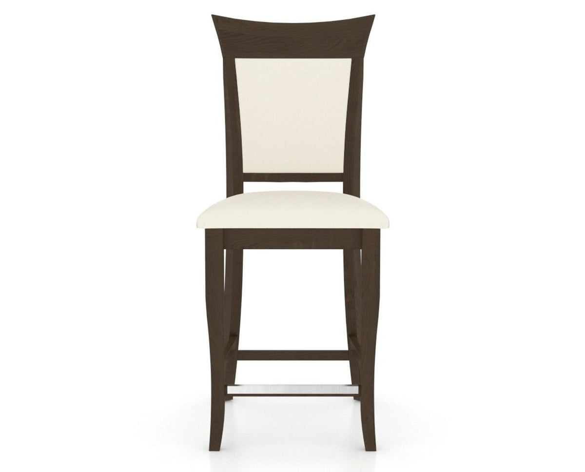Canadel Upholstered Counter Stool 8274 in YJ Faux Leather and 29 Hazelnut Washed and Fixed Base, front view