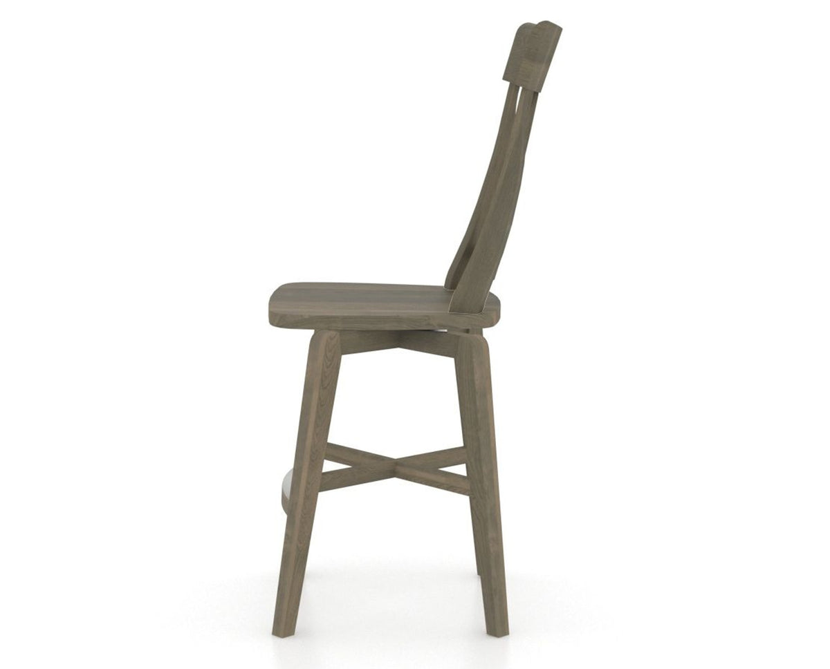 Canadel Swivel Counter Stool 7100 in Wood Seat and 08 Shadow, side view