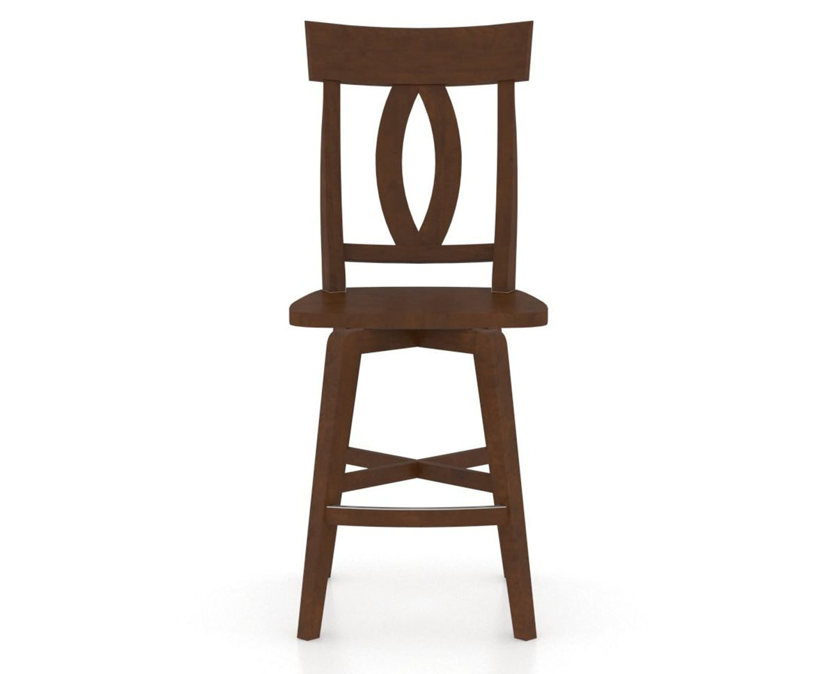 Canadel Swivel Counter Stool 7100 in Wood Seat and 19 Cognac Washed, front view