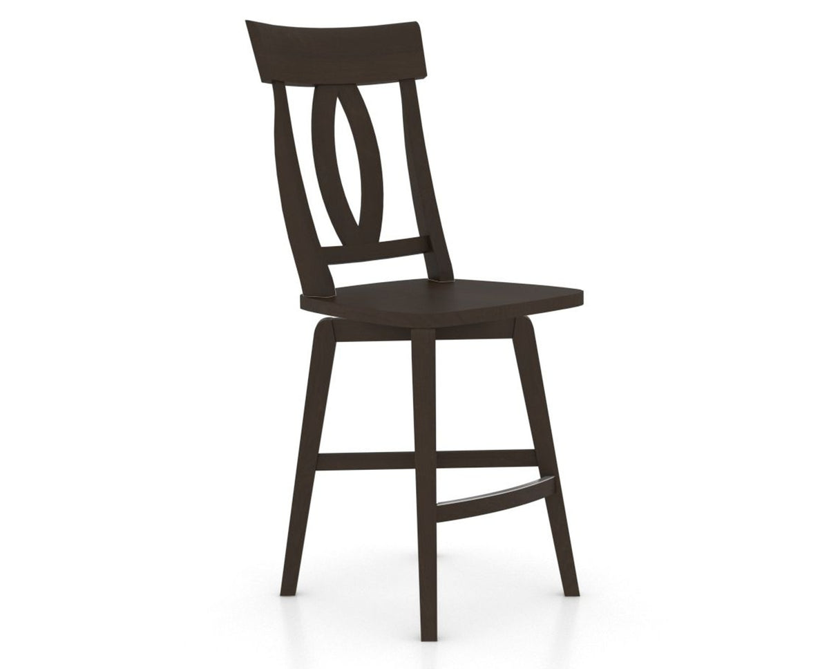 Canadel Swivel Counter Stool 7100 in Wood Seat and 59 Davy's Grey, three-quarter view