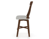 Canadel Swivel Counter Stool 7100 in 7C Fabric and 19 Cognac Washed, side view