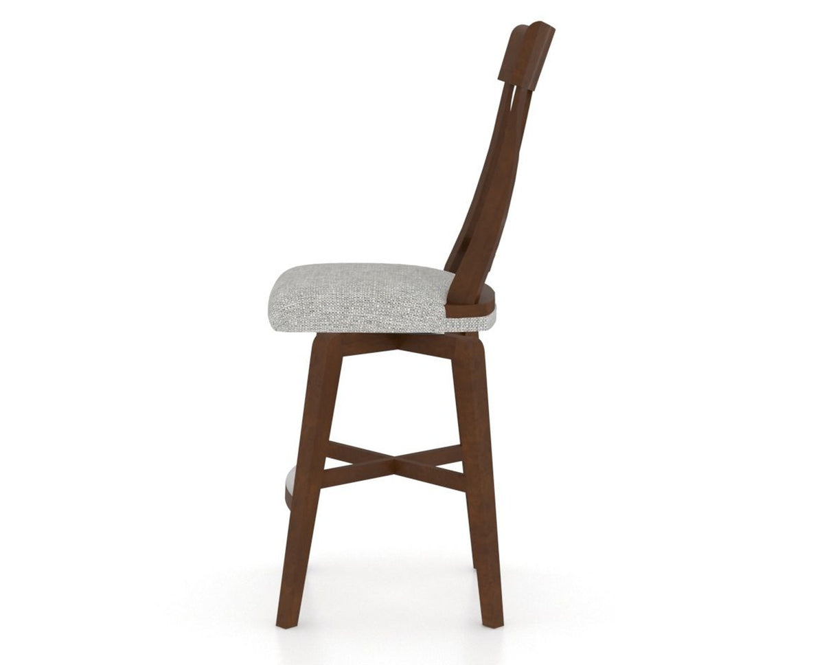 Canadel Swivel Counter Stool 7100 in 7C Fabric and 19 Cognac Washed, side view