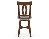 Canadel Swivel Counter Stool 7100 in 7C Fabric and 19 Cognac Washed, back view
