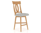 Canadel Swivel Counter Stool 7100 in 7C Fabric and 20 Caramel Washed, three-quarter view