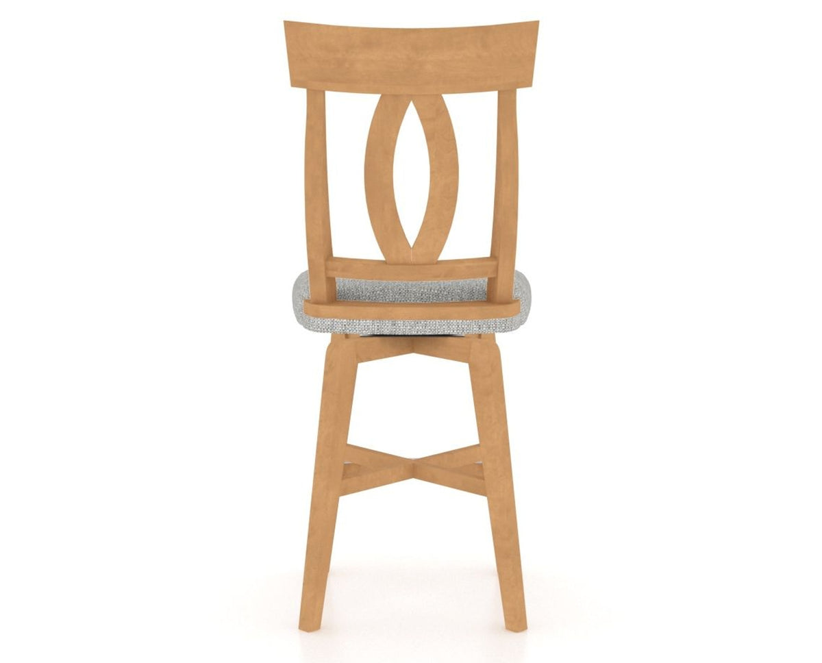 Canadel Swivel Counter Stool 7100 in 7C Fabric and 20 Caramel Washed, back view