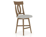 Canadel Swivel Counter Stool 7100 in 7C Fabric and 25 Pecan Washed, three-quarter view